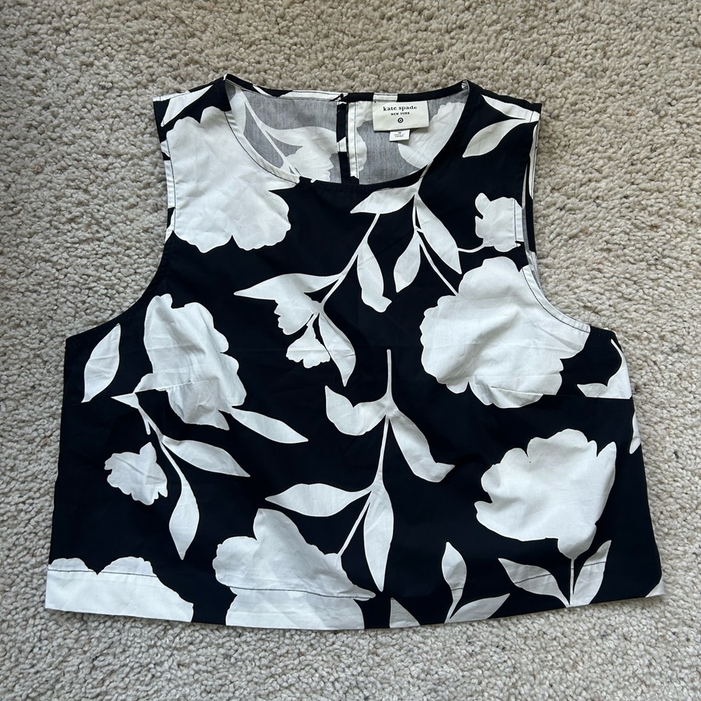 Kate Spade Black and White Floral Tank Top